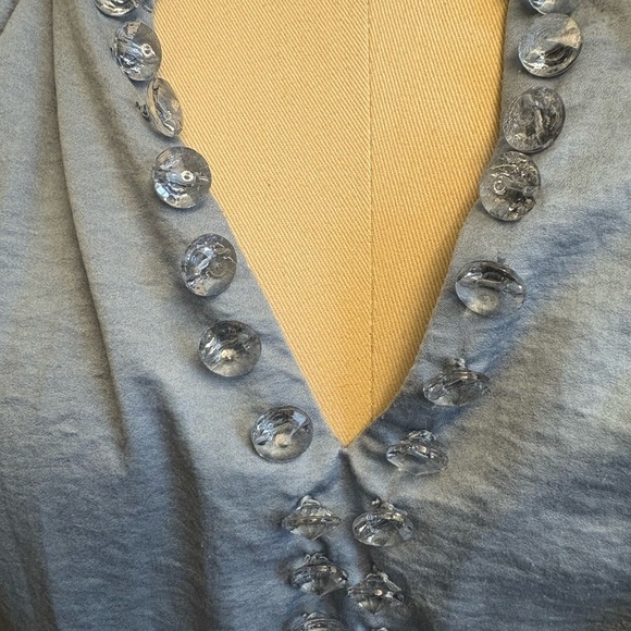 Dalia Collection Blue Smocked Silky Satiny 3/4 Sleeve Dress women's size Medium - Picture 5 of 12